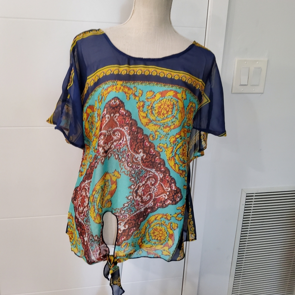 Chic Multicolor Sheer Women's Top
